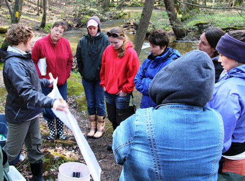 Teachers learn about the equipment used in a Watershed Education program, Pennsylvania State Parks.